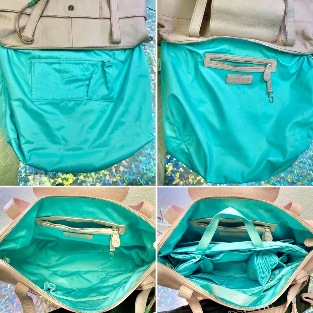 Lily Jade Madeline Convertible Diaper Bag Backpack Blush Pink Full Grain Leather